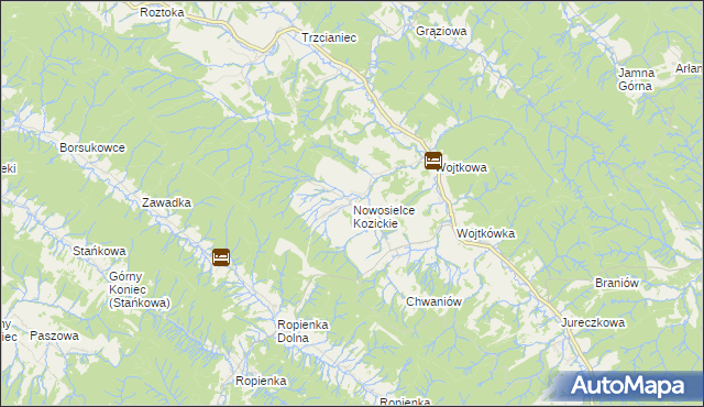 mapa Nowosielce Kozickie, Nowosielce Kozickie na mapie Targeo