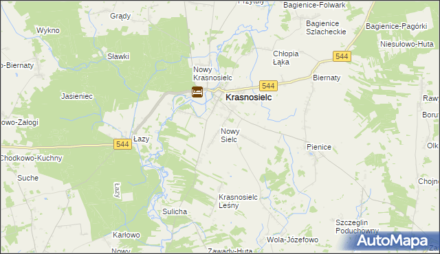 mapa Nowy Sielc gmina Krasnosielc, Nowy Sielc gmina Krasnosielc na mapie Targeo