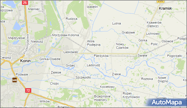 mapa Patrzyków gmina Kramsk, Patrzyków gmina Kramsk na mapie Targeo