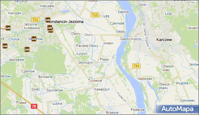 mapa Piaski gmina Konstancin-Jeziorna, Piaski gmina Konstancin-Jeziorna na mapie Targeo