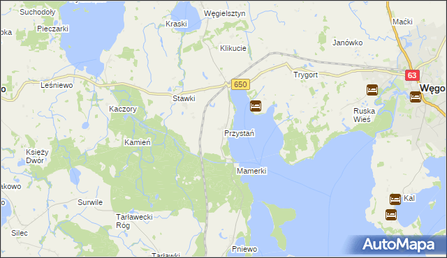 mapa Przystań gmina Węgorzewo, Przystań gmina Węgorzewo na mapie Targeo