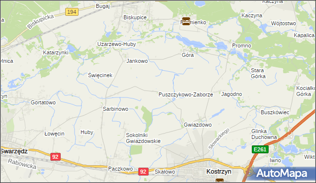 mapa Puszczykowo-Zaborze, Puszczykowo-Zaborze na mapie Targeo