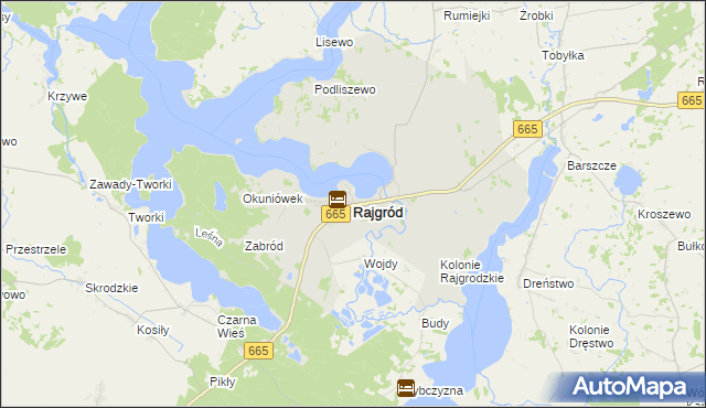mapa Rajgród powiat grajewski, Rajgród powiat grajewski na mapie Targeo