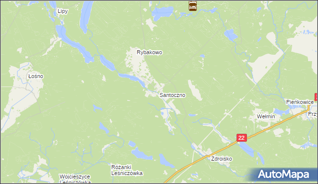 mapa Santoczno, Santoczno na mapie Targeo