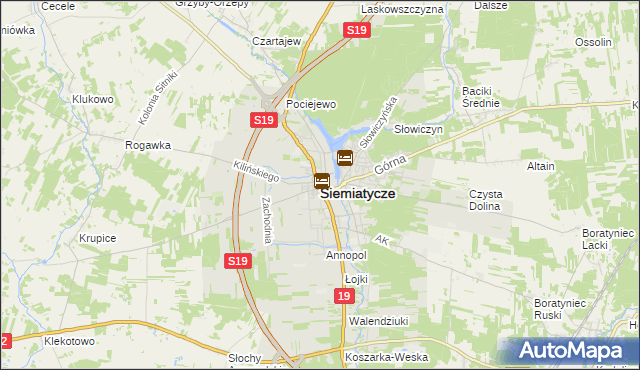mapa Siemiatycze, Siemiatycze na mapie Targeo
