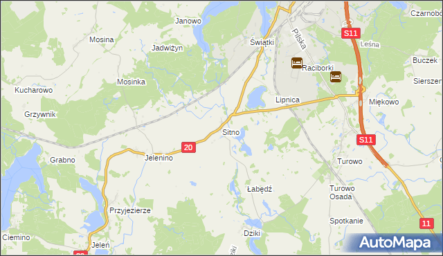 mapa Sitno gmina Szczecinek, Sitno gmina Szczecinek na mapie Targeo