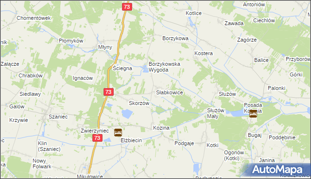 mapa Słabkowice, Słabkowice na mapie Targeo
