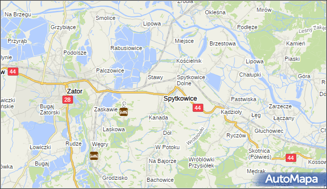 mapa Spytkowice powiat wadowicki, Spytkowice powiat wadowicki na mapie Targeo
