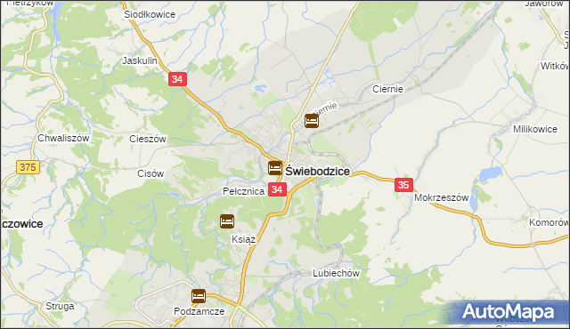 mapa Świebodzice, Świebodzice na mapie Targeo