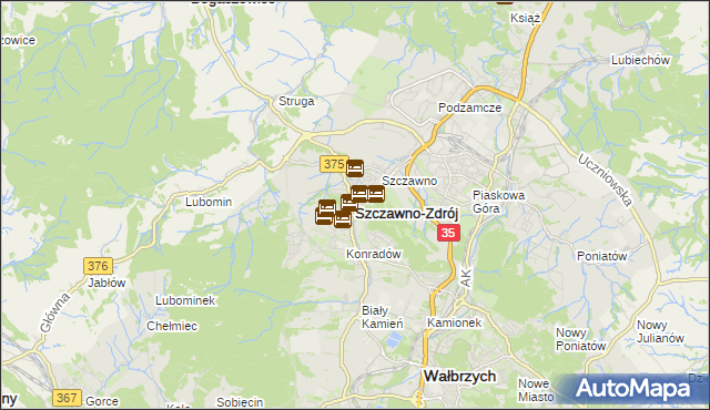 mapa Szczawno-Zdrój, Szczawno-Zdrój na mapie Targeo