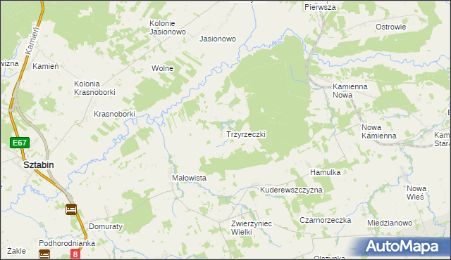 mapa Trzyrzeczki, Trzyrzeczki na mapie Targeo