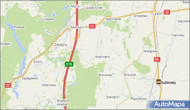 mapa Waćmierz, Waćmierz na mapie Targeo