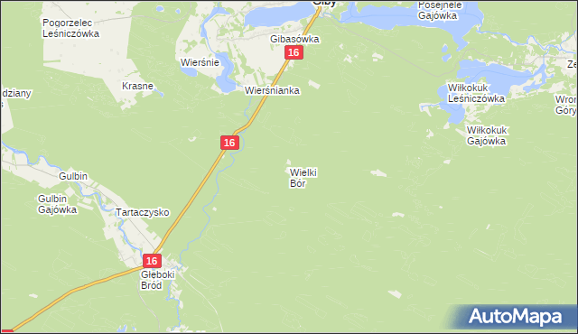 mapa Wielki Bór gmina Giby, Wielki Bór gmina Giby na mapie Targeo
