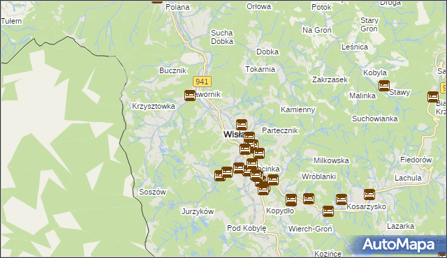 mapa Wisła, Wisła na mapie Targeo