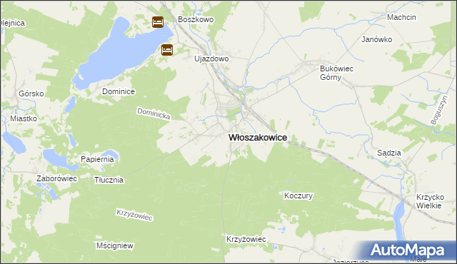 mapa Włoszakowice, Włoszakowice na mapie Targeo