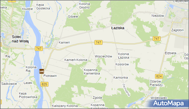 mapa Wojciechów gmina Łaziska, Wojciechów gmina Łaziska na mapie Targeo