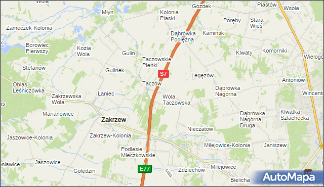 mapa Wola Taczowska, Wola Taczowska na mapie Targeo