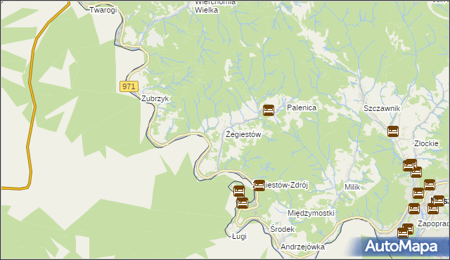 mapa Żegiestów, Żegiestów na mapie Targeo