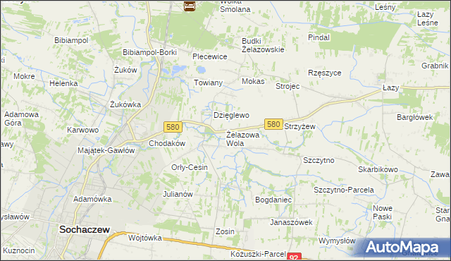mapa Żelazowa Wola, Żelazowa Wola na mapie Targeo