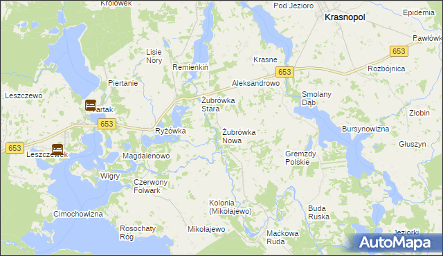 mapa Żubrówka Nowa, Żubrówka Nowa na mapie Targeo