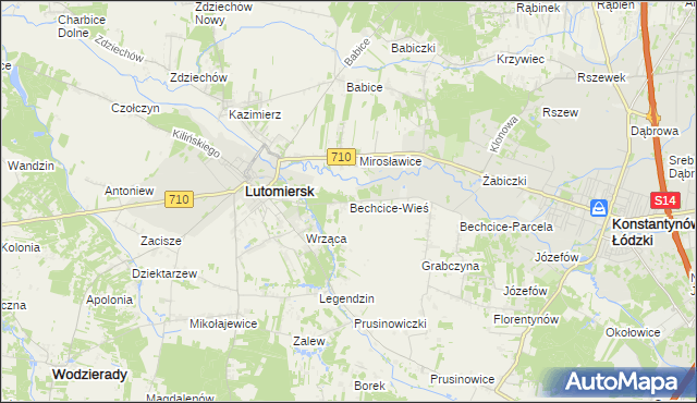 mapa Bechcice-Wieś, Bechcice-Wieś na mapie Targeo