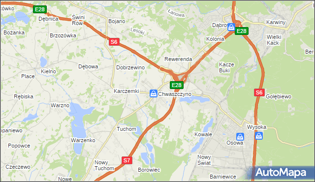 mapa Chwaszczyno, Chwaszczyno na mapie Targeo