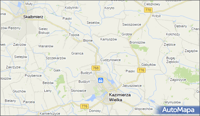 mapa Cudzynowice, Cudzynowice na mapie Targeo