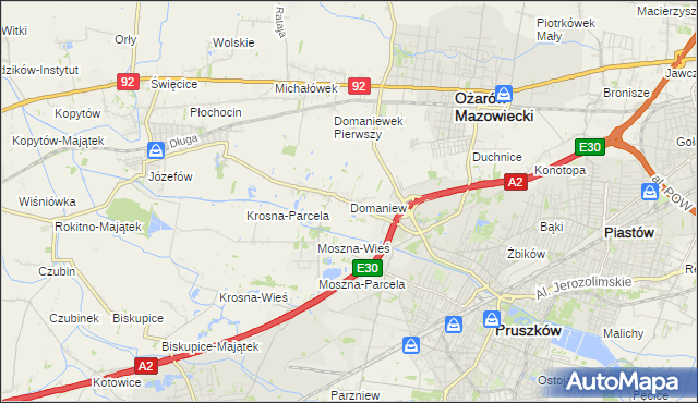 mapa Domaniew gmina Brwinów, Domaniew gmina Brwinów na mapie Targeo