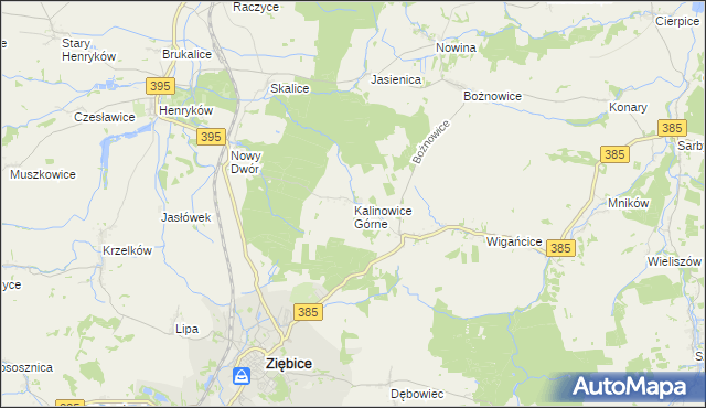 mapa Kalinowice Górne, Kalinowice Górne na mapie Targeo