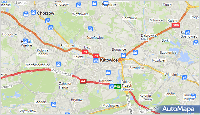 mapa Katowic, Katowice na mapie Targeo