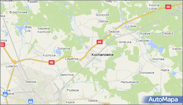 mapa Kochanowice, Kochanowice na mapie Targeo