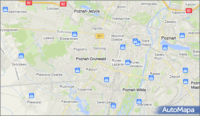 mapa Łazarz gmina Poznań, Łazarz gmina Poznań na mapie Targeo