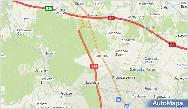 mapa Lućmierz-Ośrodek, Lućmierz-Ośrodek na mapie Targeo