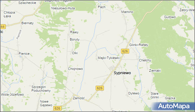 mapa Majki-Tykiewki, Majki-Tykiewki na mapie Targeo