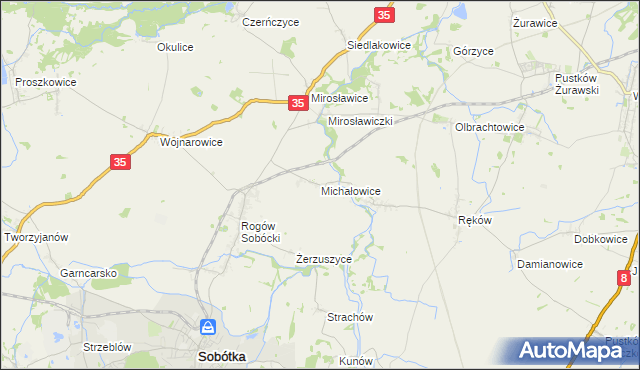 mapa Michałowice gmina Sobótka, Michałowice gmina Sobótka na mapie Targeo
