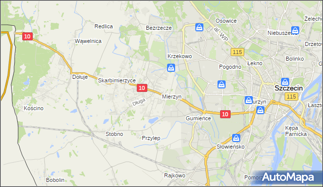 mapa Mierzyn gmina Dobra (Szczecińska), Mierzyn gmina Dobra (Szczecińska) na mapie Targeo