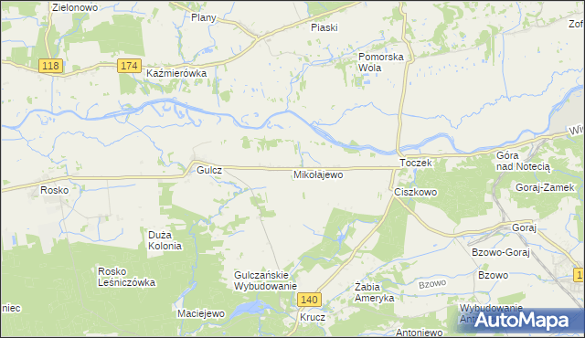 mapa Mikołajewo gmina Czarnków, Mikołajewo gmina Czarnków na mapie Targeo