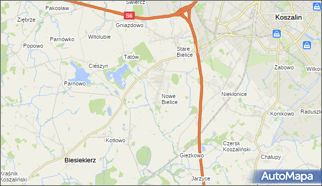 mapa Nowe Bielice, Nowe Bielice na mapie Targeo