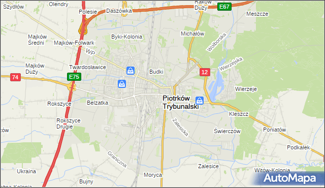 mapa Piotrków Trybunalski, Piotrków Trybunalski na mapie Targeo