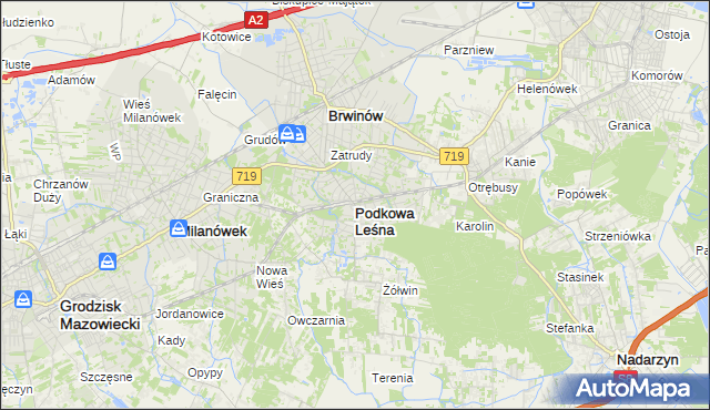 mapa Podkowa Leśna, Podkowa Leśna na mapie Targeo