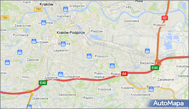 mapa Prokocim, Prokocim na mapie Targeo