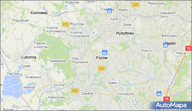 mapa Pszów, Pszów na mapie Targeo