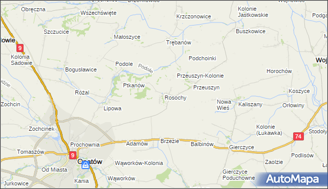 mapa Rosochy gmina Opatów, Rosochy gmina Opatów na mapie Targeo