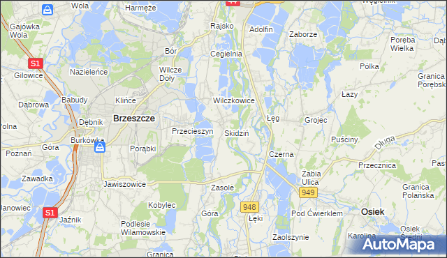 mapa Skidziń, Skidziń na mapie Targeo
