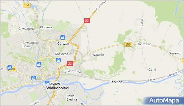 mapa Wawrów, Wawrów na mapie Targeo