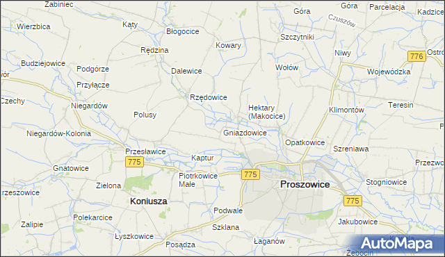 mapa Gniazdowice, Gniazdowice na mapie Targeo