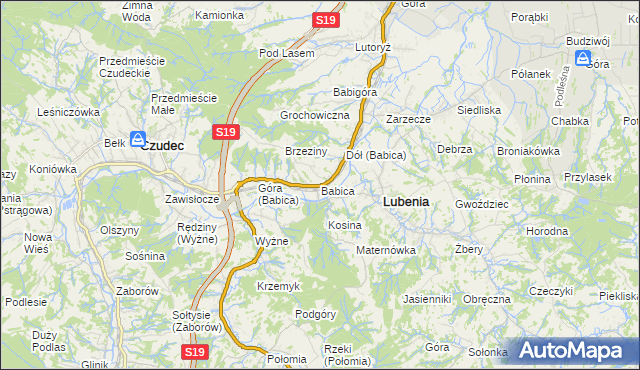 mapa Babica gmina Czudec, Babica gmina Czudec na mapie Targeo