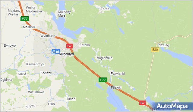 mapa Bagieńsko, Bagieńsko na mapie Targeo