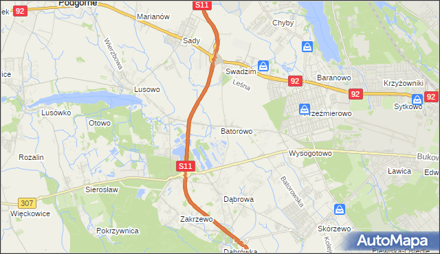 mapa Batorowo gmina Tarnowo Podgórne, Batorowo gmina Tarnowo Podgórne na mapie Targeo