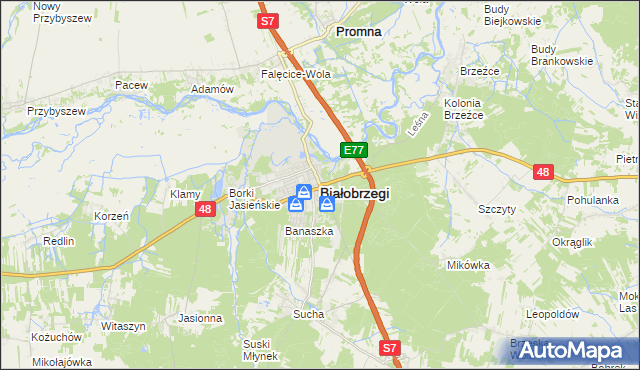 mapa Białobrzegi, Białobrzegi na mapie Targeo